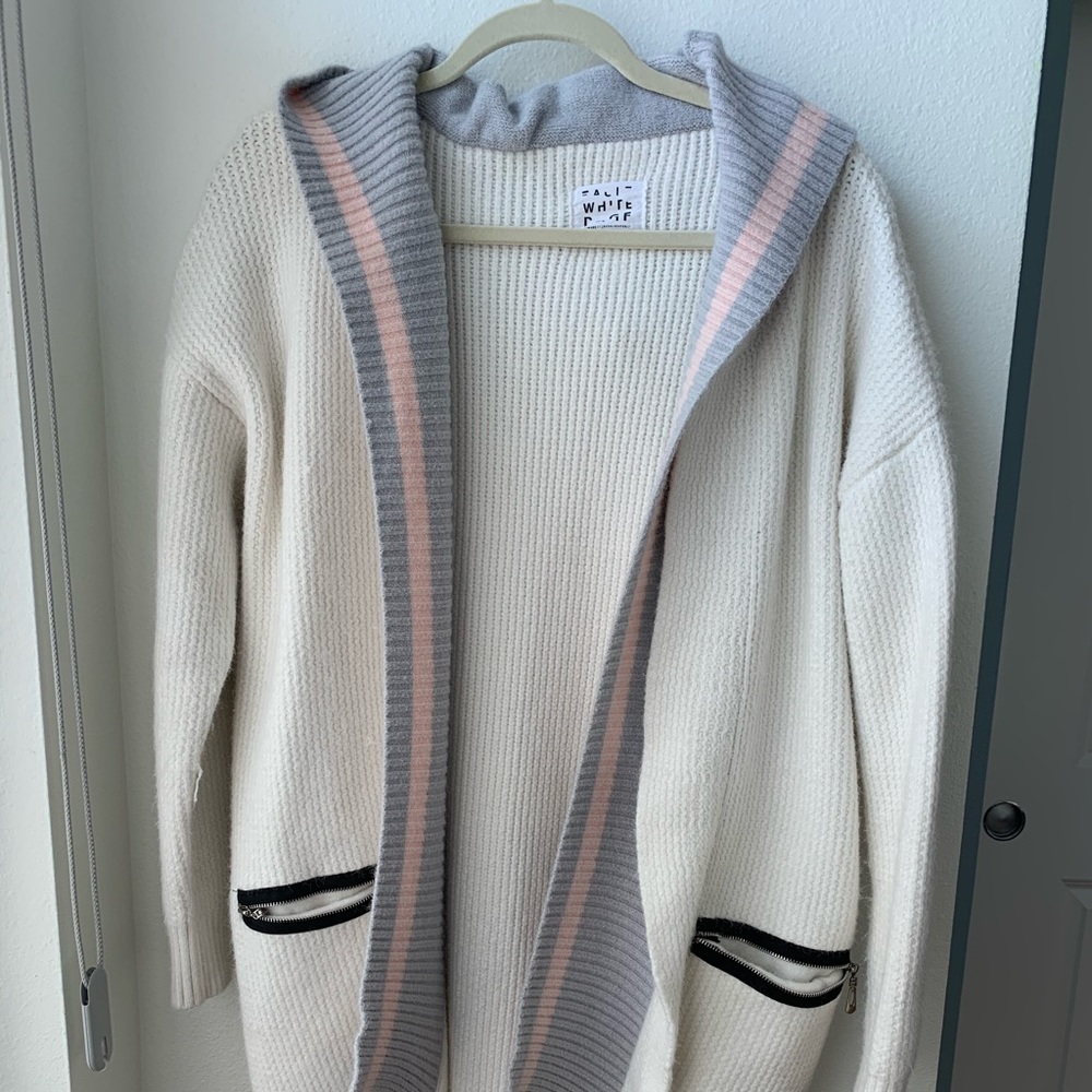 J C Crew hooded knit cardigan.